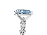 White gold Fancy Blue Pear Cut Diamond Side Stone Solitaire Ring with Round  and Four-Prong Setting_17