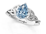 White gold Fancy Blue Pear Cut Diamond Solitaire Celtic Knot Ring with Four-Prong Setting_53