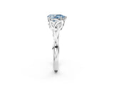 White gold Fancy Blue Pear Cut Diamond Solitaire Celtic Knot Ring with Four-Prong Setting_54