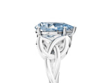 White gold Fancy Blue Pear Cut Diamond Solitaire Celtic Knot Ring with Four-Prong Setting_58