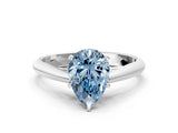 White gold Fancy Blue Pear Cut Diamond Solitaire Engagement Ring with Cathedral Setting and Four-Prong Mount_135