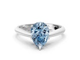 White gold Fancy Blue Pear Cut Diamond Solitaire Engagement Ring with Cathedral Setting and Four-Prong Mount_99