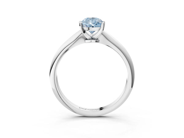 Platinum Fancy Blue Pear Cut Diamond Solitaire Engagement Ring with Classic Band and Four-Prong Setting