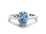 White gold Fancy Blue Pear Cut Diamond Solitaire Engagement Ring with Classic Band and Four-Prong Setting_36