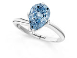 White gold Fancy Blue Pear Cut Diamond Solitaire Engagement Ring with Four-Prong Setting and Classic Band_33