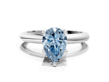 White gold Fancy Blue Pear Cut Diamond Solitaire Engagement Ring with Round Band and Four-Prong Setting_161