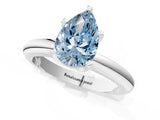 White gold Fancy Blue Pear Cut Diamond Solitaire Engagement Ring with Round Band and Four-Prong Setting_162