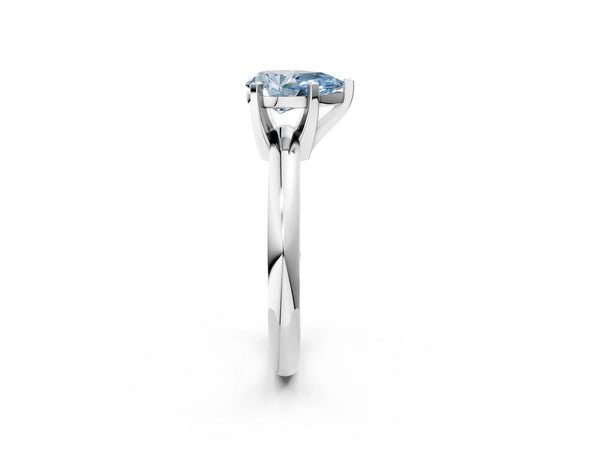 White Gold Pear-Shaped Classic Solitaire Engagement Ring Setting for Fancy Blue Center