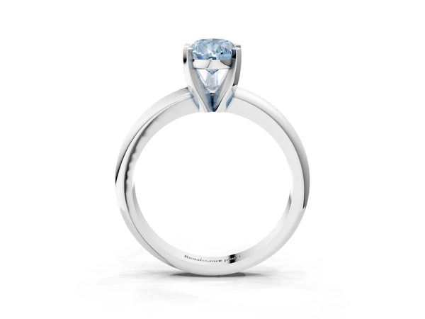 White Gold Pear-Shaped Classic Solitaire Engagement Ring Setting for Fancy Blue Center