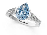 White gold Fancy Blue Pear Cut Diamond Solitaire Engagement Ring with Twisted Pavé Band and Four-Prong Setting_93