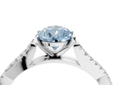 White gold Fancy Blue Pear Cut Diamond Solitaire Engagement Ring with Twisted Pavé Band and Four-Prong Setting_96