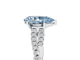 White gold Fancy Blue Pear Cut Diamond Solitaire Engagement Ring with Twisted Pavé Band and Four-Prong Setting_97