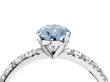 White gold Fancy Blue Pear Cut Diamond Solitaire Pavé Engagement Ring with Round Band and Prong Setting_101