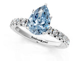 White gold Fancy Blue Pear Cut Diamond Solitaire Pavé Engagement Ring with Round Band and Prong Setting_98