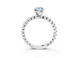 White gold Fancy Blue Pear Cut Diamond Solitaire Ring with Beaded Band and Prong Setting_401