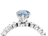 White gold Fancy Blue Pear Cut Diamond Solitaire Ring with Beaded Band and Prong Setting_414