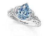 White gold Fancy Blue Pear Cut Diamond Solitaire Ring with Filigree Band and Four-Prong Setting_59