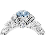 White gold Fancy Blue Pear Cut Diamond Solitaire Ring with Filigree Band and Four-Prong Setting_61