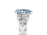 White gold Fancy Blue Pear Cut Diamond Solitaire Ring with Filigree Band and Four-Prong Setting_67