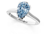 White gold Fancy Blue Pear Cut Diamond Solitaire Ring with Flower Prong Setting and Classic Band_153