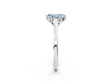 White gold Fancy Blue Pear Cut Diamond Solitaire Ring with Flower Prong Setting and Classic Band_154