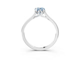 White gold Fancy Blue Pear Cut Diamond Solitaire Ring with Flower Prong Setting and Classic Band_155