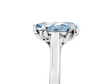 White gold Fancy Blue Pear Cut Diamond Solitaire Ring with Flower Prong Setting and Classic Band_157