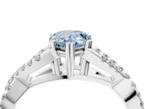 White gold Fancy Blue Pear Cut Diamond Solitaire Ring with Four-Prong Setting and Twisted Pavé Band_52