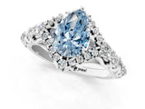 White gold Fancy Blue Pear Cut Diamond Solitaire Ring with Hidden Halo and Pavé Band_40