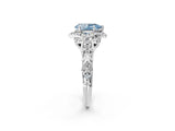 White gold Fancy Blue Pear Cut Diamond Solitaire Ring with Hidden Halo and Pavé Band_41