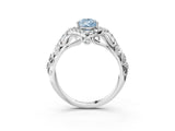 White gold Fancy Blue Pear Cut Diamond Solitaire Ring with Hidden Halo and Pavé Band_42