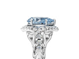 White gold Fancy Blue Pear Cut Diamond Solitaire Ring with Hidden Halo and Pavé Band_44