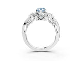White gold Fancy Blue Pear Cut Diamond Solitaire Ring with Milgrain Pavé Band and Four-Prong Setting_222