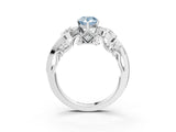 White gold Fancy Blue Pear Cut Diamond Solitaire Ring with Milgrain Pavé Band and Four-Prong Setting_229