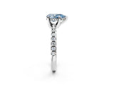White gold Fancy Blue Pear Cut Diamond Solitaire Ring with Pavé Band and Four-Prong Setting_75