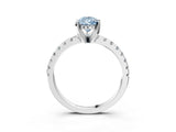 White gold Fancy Blue Pear Cut Diamond Solitaire Ring with Pavé Band and Four-Prong Setting_76