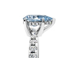 White gold Fancy Blue Pear Cut Diamond Solitaire Ring with Pavé Band and Four-Prong Setting_78