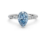 White gold Fancy Blue Pear Cut Diamond Solitaire Ring with Pavé Band and Hidden Halo_32