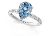 White gold Fancy Blue Pear Cut Diamond Solitaire Ring with Pavé Band and Hidden Halo_33