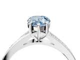 White gold Fancy Blue Pear Cut Diamond Solitaire Ring with Pavé Band and Prong Setting_16