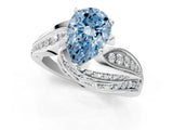 White gold Fancy Blue Pear Cut Diamond Solitaire Ring with Prong Setting and Twisted Pavé Band_25