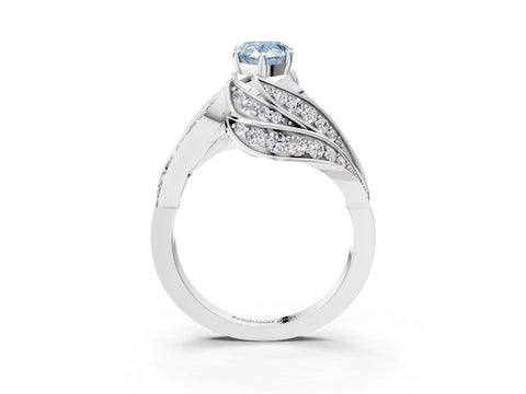 White gold Fancy Blue Pear Cut Diamond Solitaire Ring with Prong Setting and Twisted Pavé Band_27