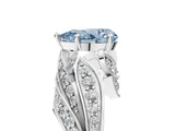White gold Fancy Blue Pear Cut Diamond Solitaire Ring with Prong Setting and Twisted Pavé Band_29
