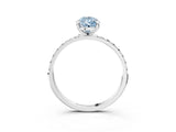White gold Fancy Blue Pear Cut Diamond Solitaire Ring with Round  Pavé Band and Prong Setting_140