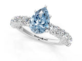 White gold Fancy Blue Pear Cut Diamond Solitaire Ring with Shared Prong Pavé Band and Four-Prong Setting_61