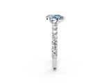 White gold Fancy Blue Pear Cut Diamond Solitaire Ring with Shared Prong Pavé Band and Four-Prong Setting_72