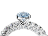 White gold Fancy Blue Pear Cut Diamond Solitaire Ring with Shared Prong Pavé Band and Four-Prong Setting_75