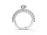 White gold Fancy Blue Pear Cut Diamond Solitaire Ring with Shared Prong Pavé Band and Four-Prong Setting_75
