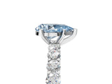 White gold Fancy Blue Pear Cut Diamond Solitaire Ring with Shared Prong Pavé Band and Four-Prong Setting_75