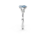 14K White Gold 2.00 Carat Blue VS1 Pear Diamond Solitaire Ring with Side Stones and Four-Prong Setting